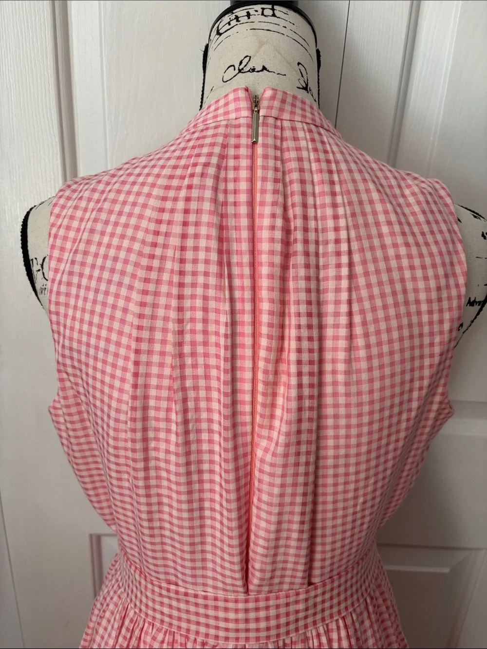 NWT Kate Spade Pink Gingham Silk Blend  Burnout Midi Dress Sz 8 / 10